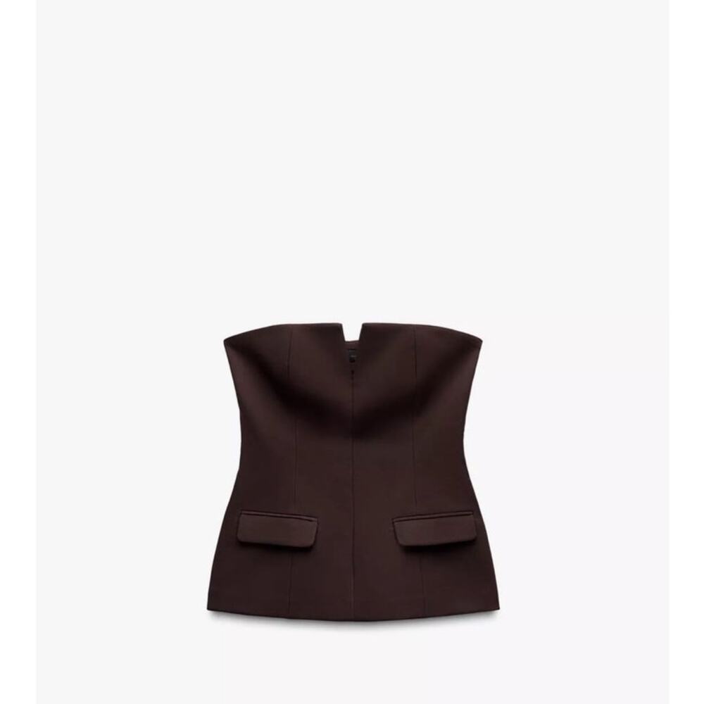 ZARA BROWN 4661/011 STRAPLESS TOP WOMENS M 6 8 NWT